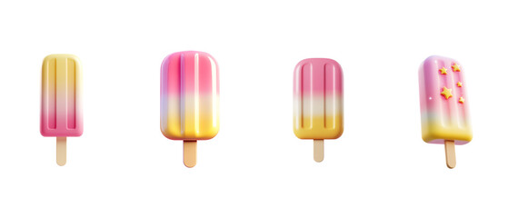 3D icon of an ice cream popsicle isolated on a white background