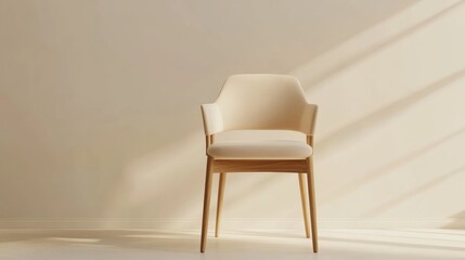 Obraz premium Minimalist Chair Against Soft Wall with Gentle Natural Light