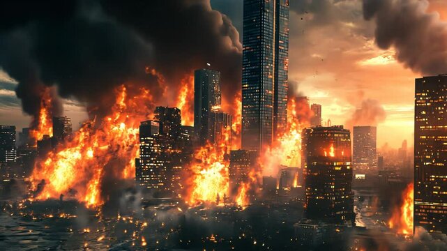 City in Flames: A Post-Apocalyptic Metropolis