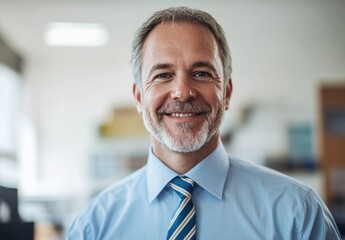 Naklejka premium Friendly businessman showing confidence in a modern office setting