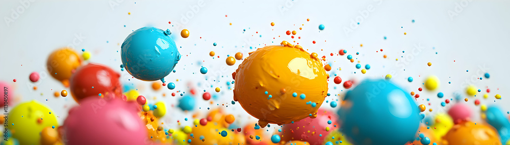 Aufkleber vibrant paint spheres explode in colorful chaos, creating a dynamic and energetic visual masterpiece
