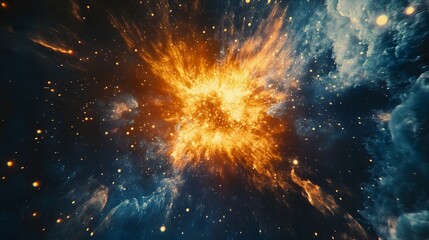 Fototapeta premium Fiery Cosmic Explosion In A Nebula Space