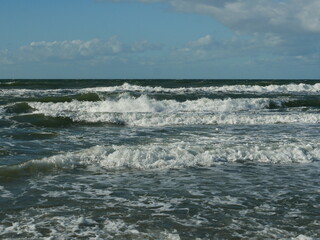 Storms in the Baltic Sea generate high waves that break along the coast, causing erosion. Groynes and coastal protective structures are heavily stressed