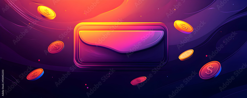 Aufkleber abstract wallet background, digital currency flows dynamically in vibrant hues