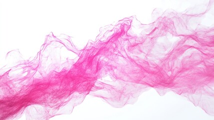Obraz premium Ethereal Pink Smoke Flowing Across White Background in Abstract Design