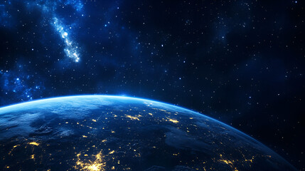 Nightly Planet Earth in dark outer space. Civilization. Elements of this image furnished, Generative AI