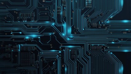 8k ultra-detailed printed circuit board pattern, motherboard traces, clean geometric tech pattern, glowing circuit pathways, minimalist technology design, subtle blue glow, professional tech aesthetic