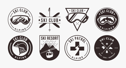 Set of snowboarding ski logo vector on white background © DOMHOUZE