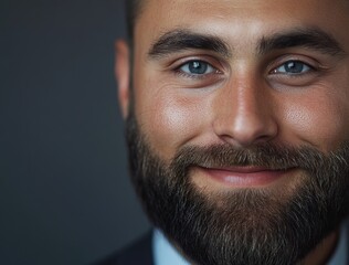 Obraz premium Close-up Portrait of a Confident Man with Beard and Bright Eyes