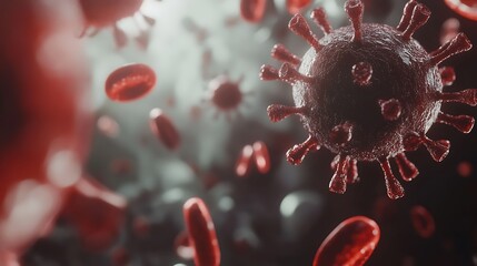Naklejka premium a virus surrounded by red blood cells.