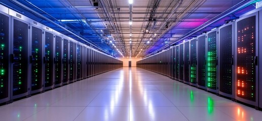 Fototapeta premium Modern data center with rows of servers.