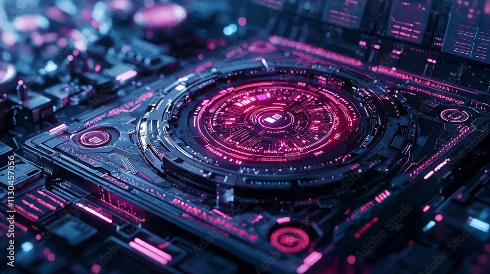 Poster decentralized finance defi ecosystem depicted on a futuristic digital interface highlighting dex net
