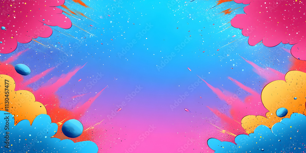 Poster vibrant colorful abstract art, exploding hues create a dynamic, energetic, and joyful visual experie
