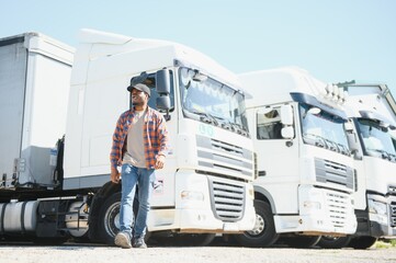 African American professional truck driver