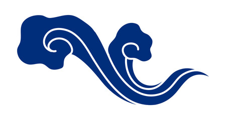 Obraz premium Cloud png sticker, Chinese oriental blue clipart