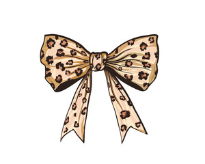 wild exotic leopard  bow design hand drawn