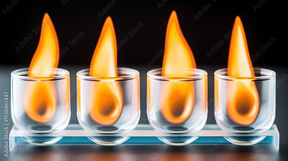 Poster four flaming test tubes science experiment lab research