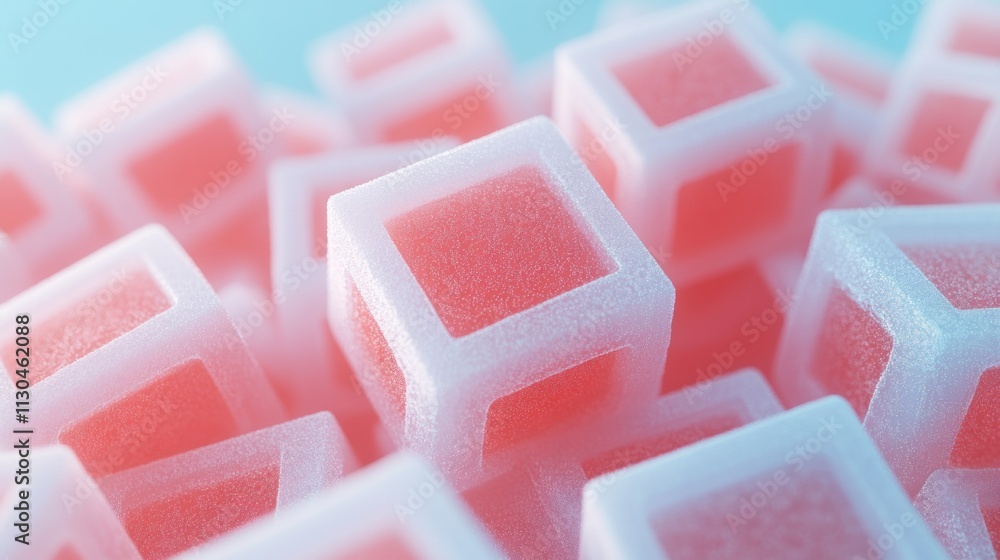 Poster Abstract Pink Cubes Background 3D Render Texture Design
