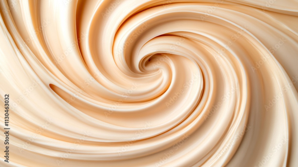Poster abstract swirling paint in mocha mousse tones blending with soft beige and ivory shades creating a c