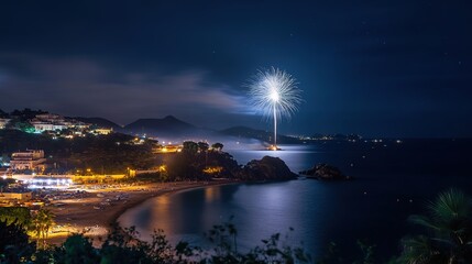  Dim Fuzzy Fireworks Dancing Above the Shore