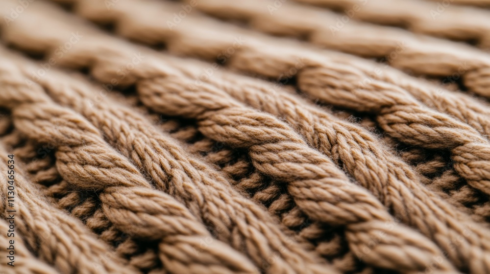 Aufkleber close-up of a mocha mousse-colored knit sweater texture with intricate patterns captured under soft 