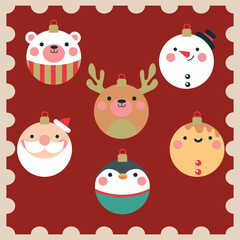 Naklejka premium Cute christmas ornament for christmas background 