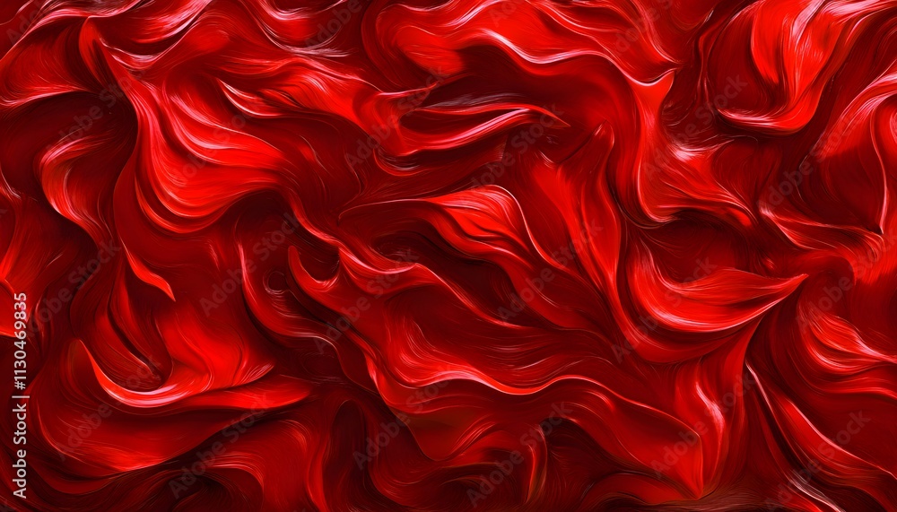 Poster a vibrant and dynamic abstract texture featuring swirling red waves, perfect for backgrounds or arti