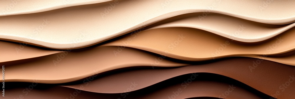 Poster abstract wave pattern in chocolate mocha mousse shades, with creamy and matte gradients blending sea