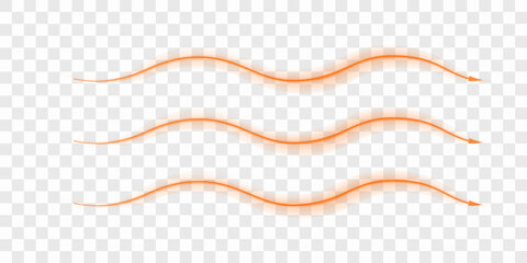 Hot air flow from air conditioner. Propagation of heat waves with direction. Realistic 3d vector.