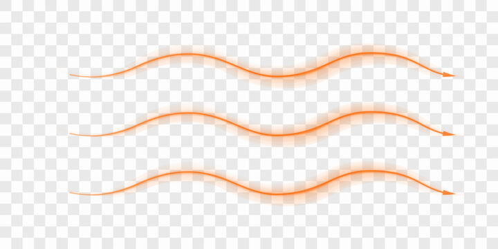 Hot air flow from air conditioner. Propagation of heat waves with direction. Realistic 3d vector.