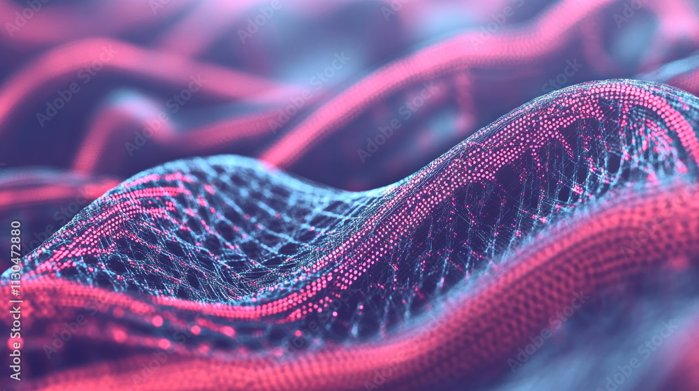 Poster abstract pink blue data wave technology network connectivity background