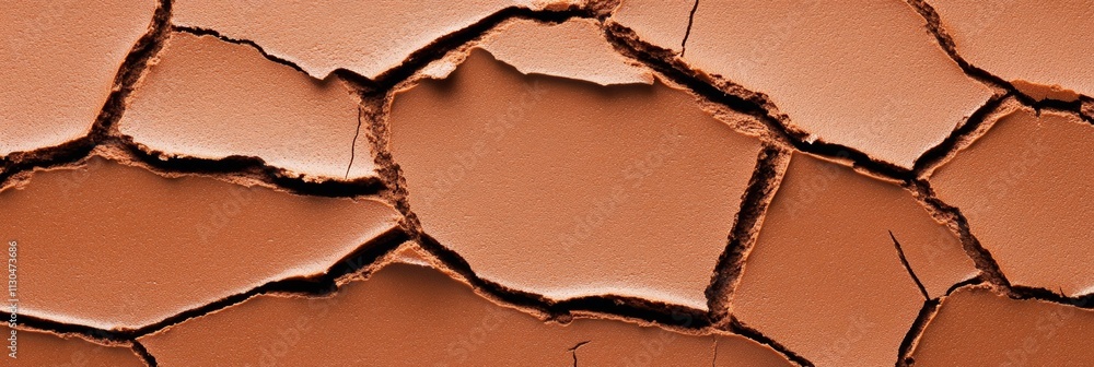 Poster cracked texture in mocha mousse resembling dried earth, creating a rustic and natural effect for org