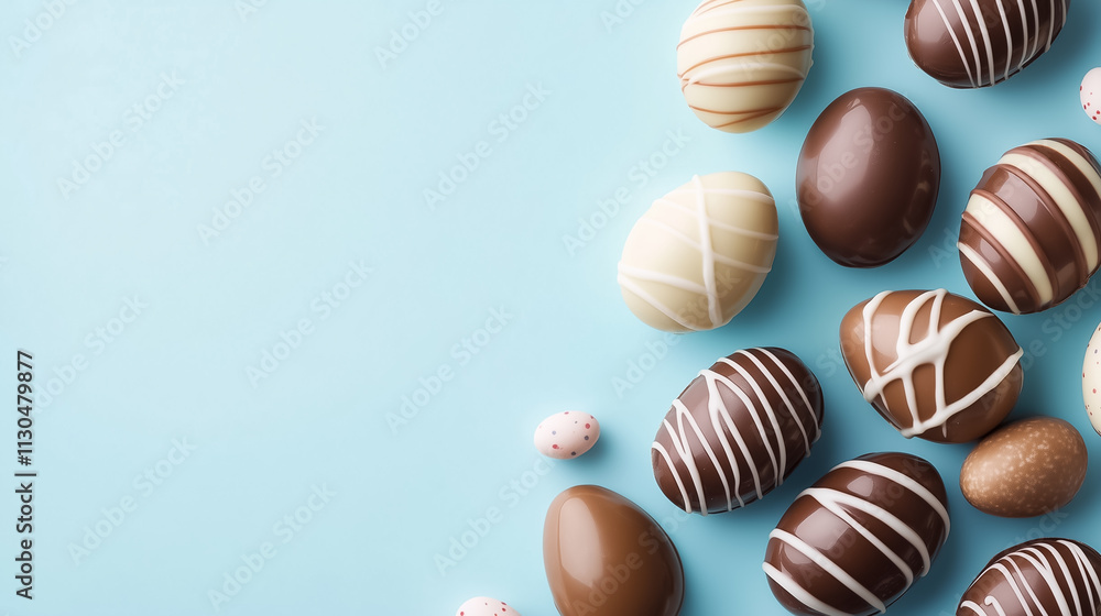 Poster a colorful array of chocolate eggs brings springtime joy and celebration to the scene