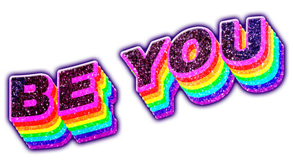 Be you 3d png rainbow typography