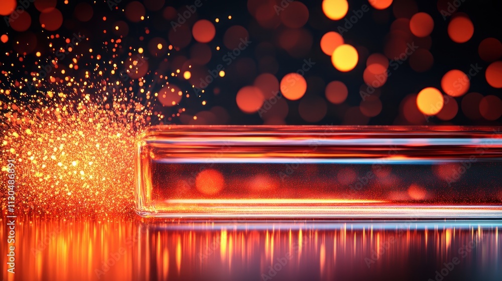 Poster Sparkling Red Glass Block Abstract Background