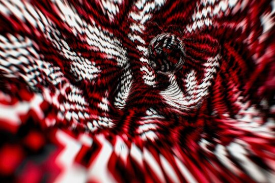 Chaotic, jagged zigzag patterns in deep red and black tones, depicting intense stress and anxiety