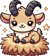 Obraz premium Cute Ibex vector on white background