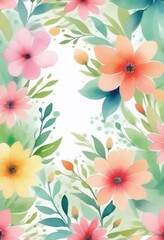 Obraz premium Spring floral watercolor background painting pattern