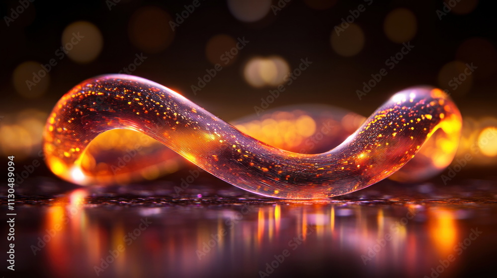 Poster glowing orange abstract wave shiny liquid sparkle background