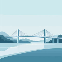 Obraz premium Serene Landscape Featuring a Modern Suspension Bridge