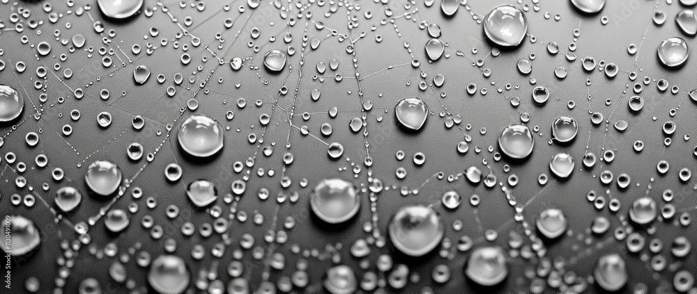 Poster close-up of raindrops on a spiderweb, creating a beautiful natural pattern.