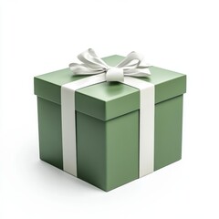 Elegant green gift box isolated on white background