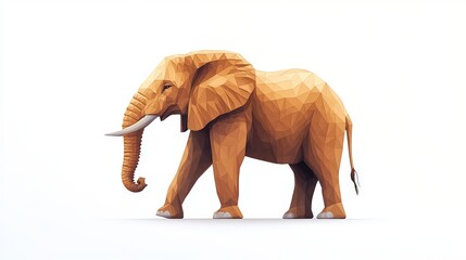 Obraz premium A flat, 2D vector elephant standing in profile, minimalist design, white background.