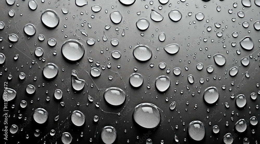 Poster Close-up of raindrops on a spiderweb, creating a beautiful natural pattern.
