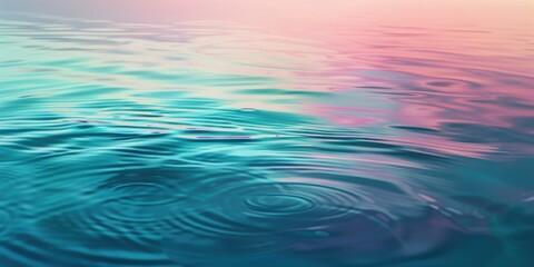 Soft ripples on a calm water surface with a pastel pink and blue sky. Tranquil background with room for text, spa, beauty, and wellness promotions.
