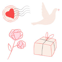 Love messenger stickers set png in transparent background
