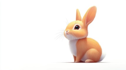 Obraz premium A flat 2D vector of a rabbit standing on its hind legs, minimalist and cute design, bold lines, with a white background