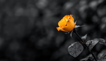 a yellow rose against dark background