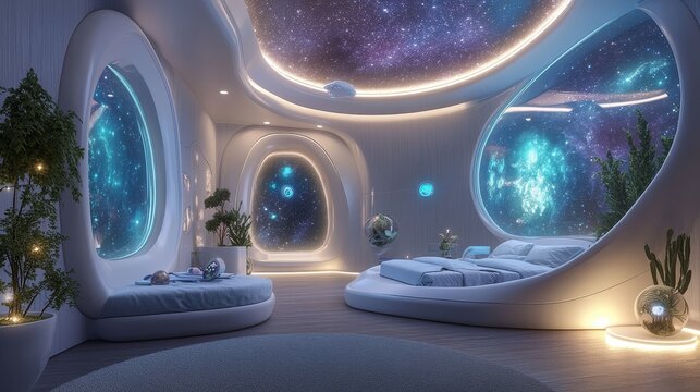 Futuristic Kids Bedroom in Year 2300 with Hyper-Aesthetic Design