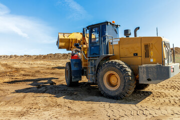 Powerful Construction Bulldozer in Action on Building Site